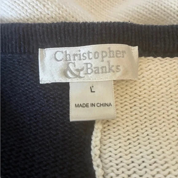 Christopher & Banks Navy and White Cat Sweater Size Large - Picture 11 of 14